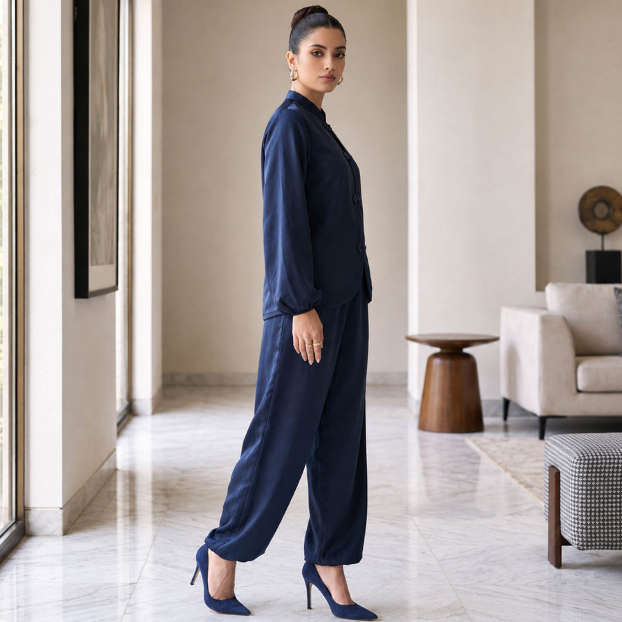 Grace Blue Satin Set